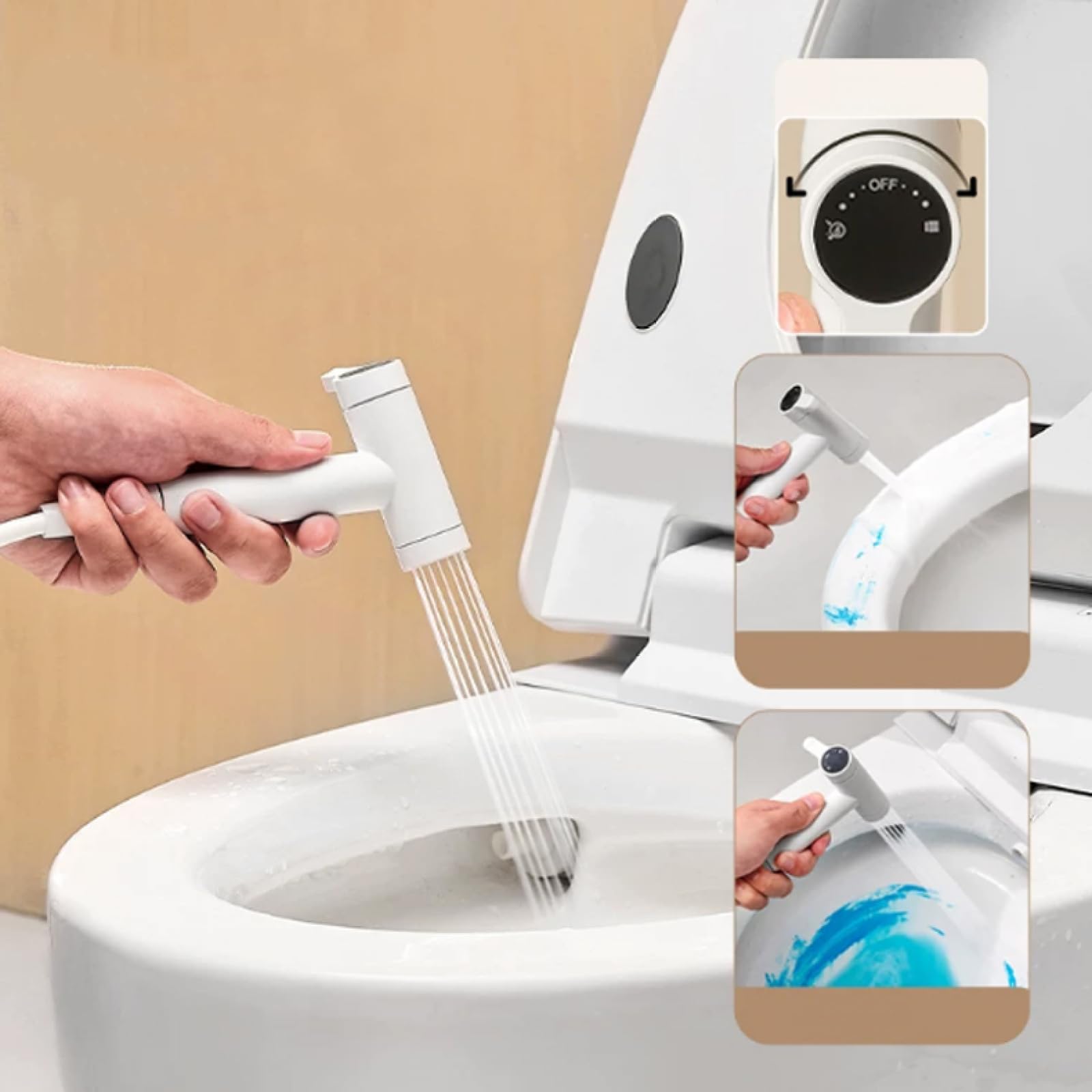 Kit De Rociador De Bidé,Pulverizador Bidé WC Latón Agua Fría Y Caliente Ducha Bidet Adecuado para Higiene Personal,Blanco