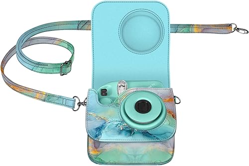 Miniatura 9 de Fintie Funda protectora para cámara instantánea Fujifilm Instax Mini 7+ - Funda de piel vegana premium con correa ajustable extraíble, mármol