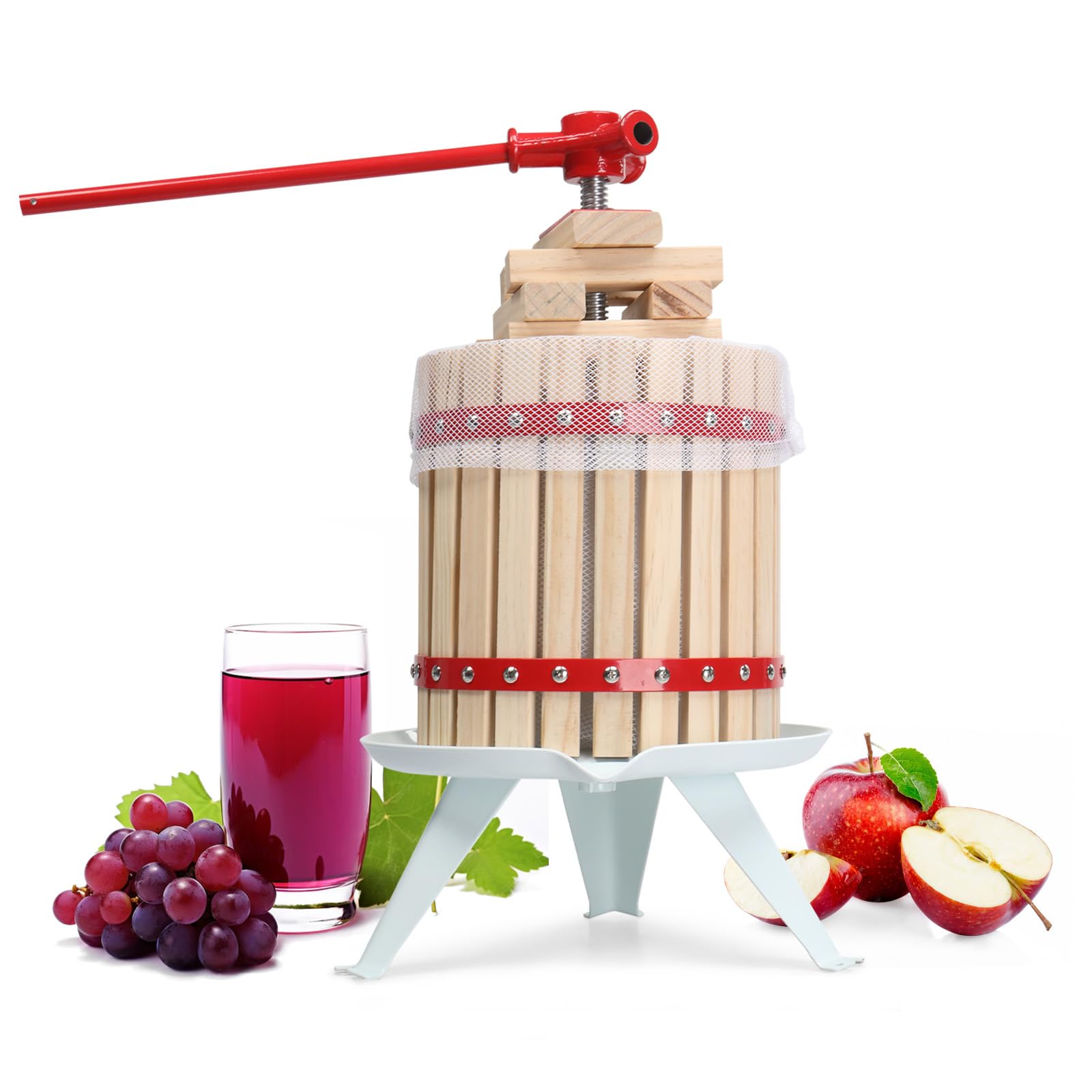 Oak Barrel Juicer with 6 Blocks, 12 Liter, for Kitchen, Home(Barrel: 9.5