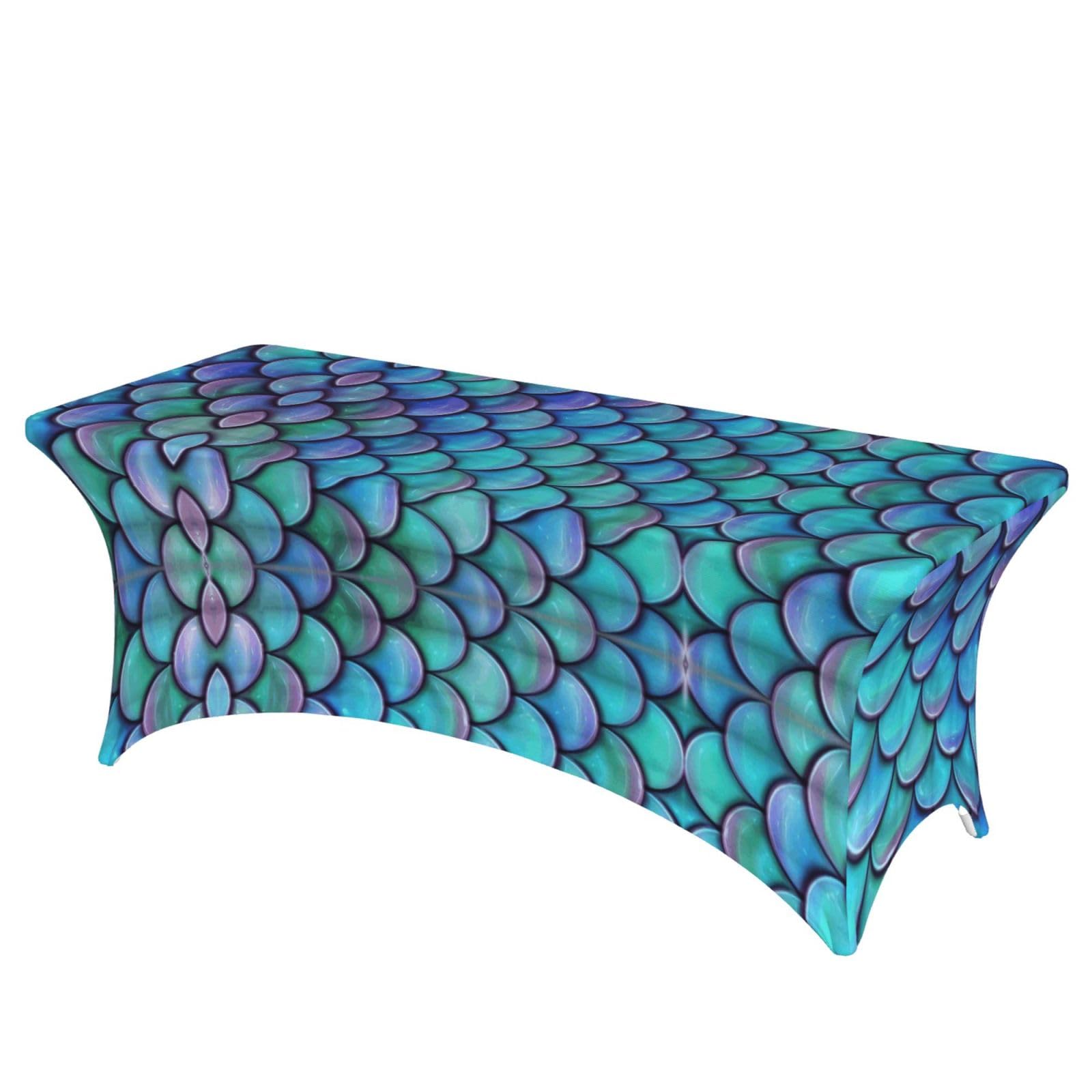 ERCgad Mermaid Teal Fish Print Rectangular Tablecloth Dining Banquet Party Events Home Celebration Table Cover