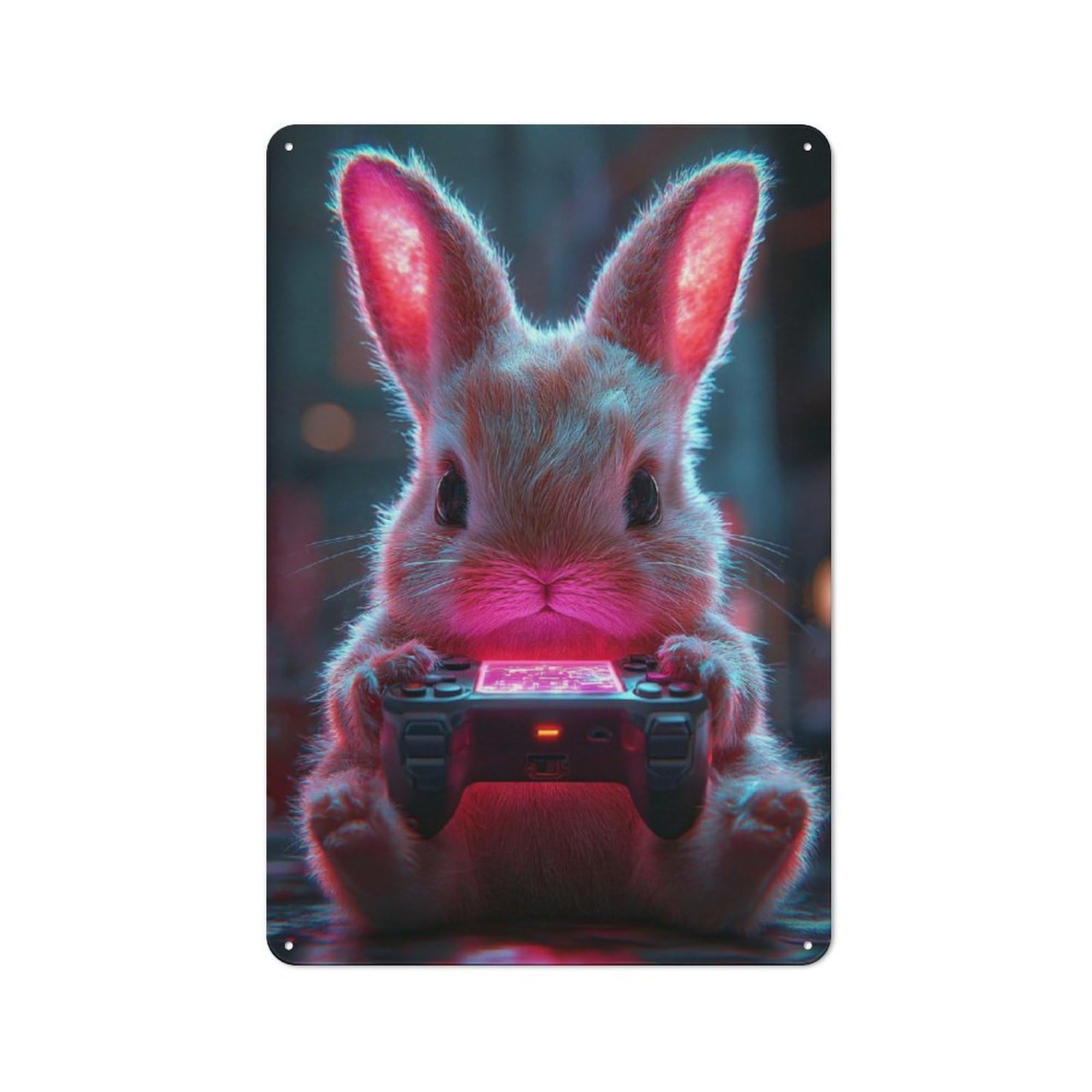 Junmoney Style-12 Retro Bunny Gamer Vintage Metal Sign 30X20cm, Restaurant Wall Art For Coffee Bar, Small Shop Or Dining Room
