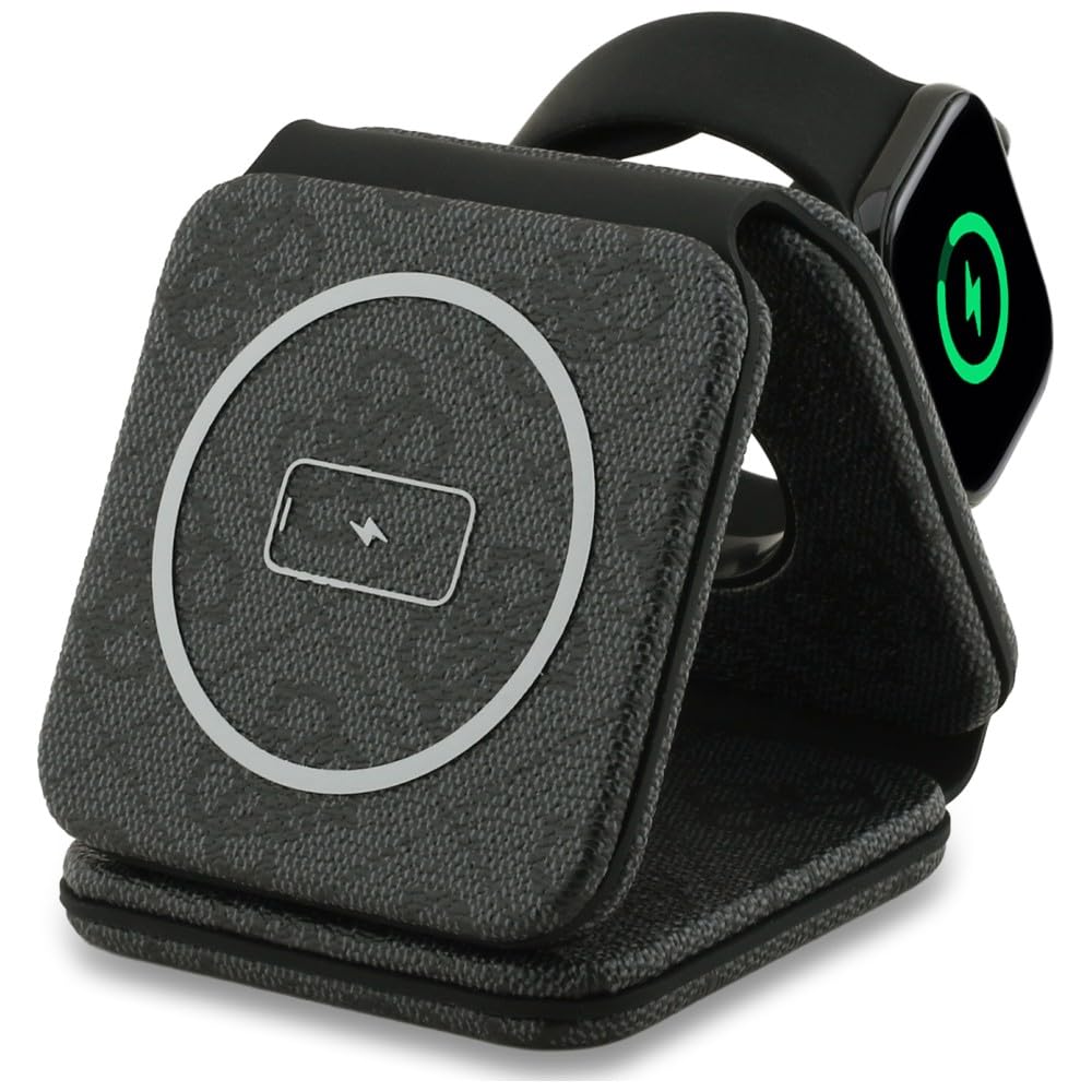 CG Mobile Guess 4G 3 w 1 15 W bezprzewodowa ładowarka, kompatybilna z MagSafe (czarna)