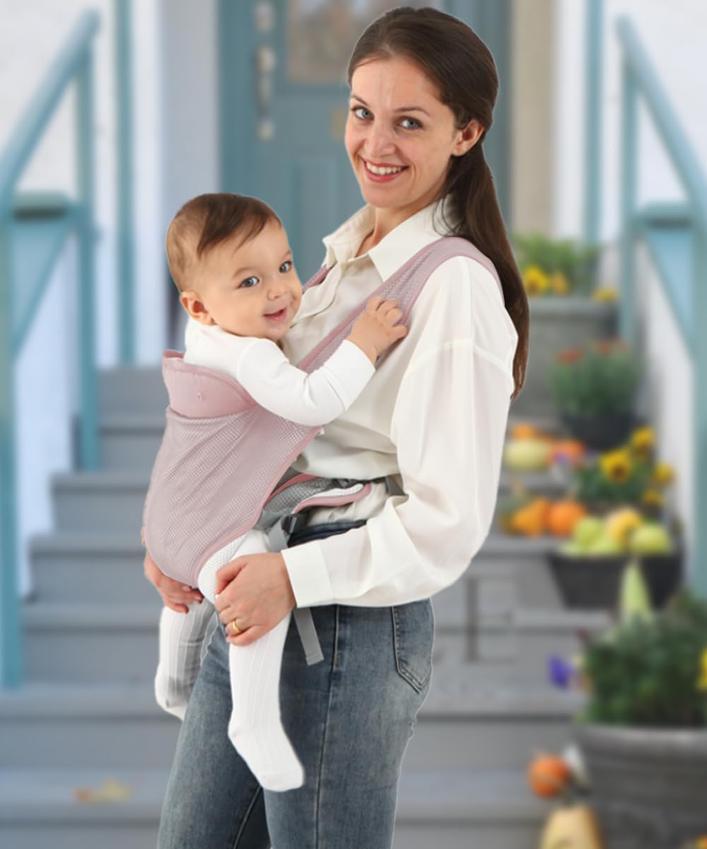 Baby Carrier Newborn Wrap,Ergonomic Infant Soft Carriers for Toddler 7-45 lbs,Adjust Back Strap/Waist Belt,4-in-1 Babe Carrier Front&Back,for Hiking Travel or Everyday Family Events-solid color (Pink)