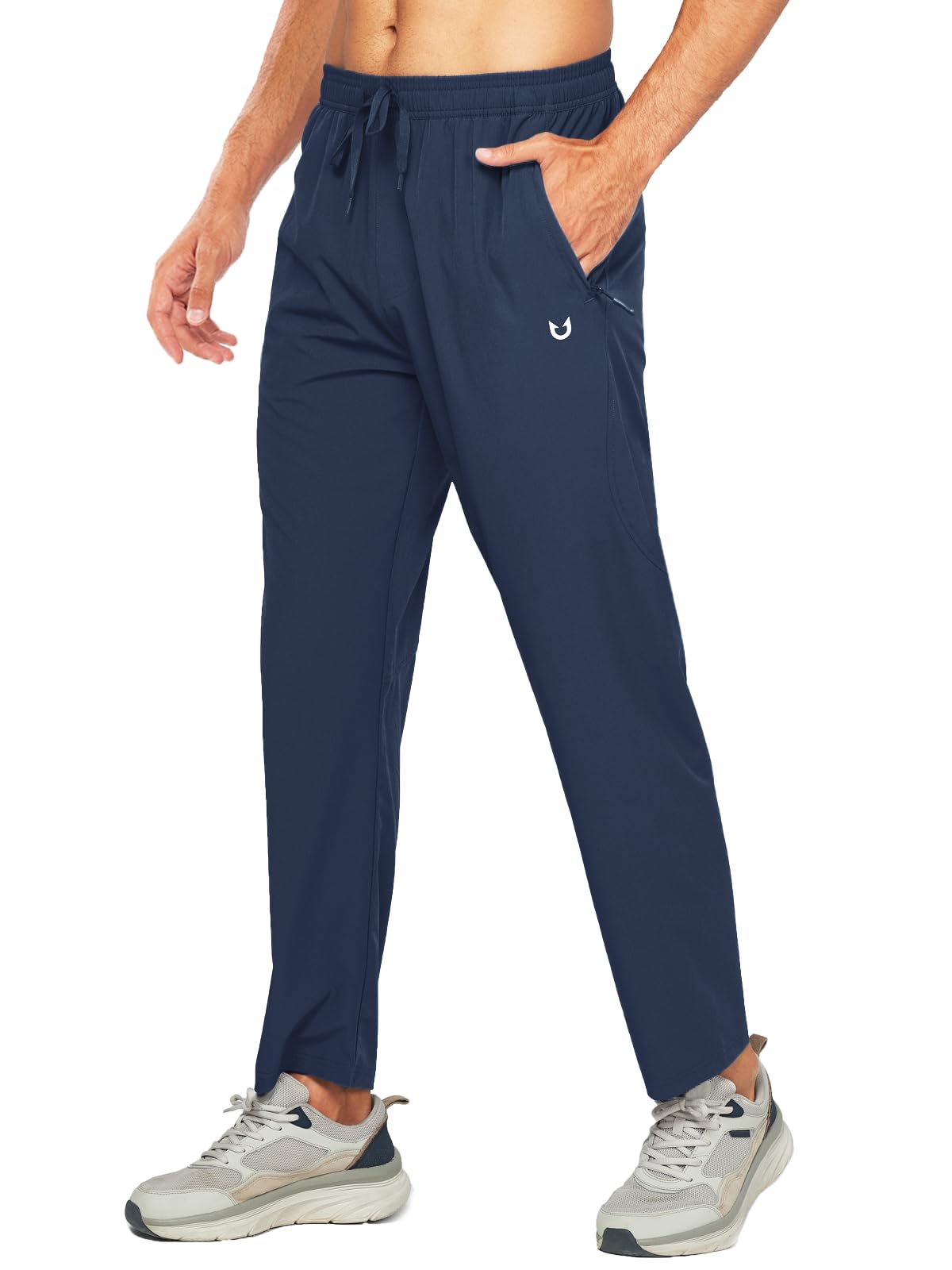 NORTHYARDMen's Athletic Running Joggers Workout Gym Pants Lightweight Jogging Track Casual Pant with Zipper Pockets, Navy, X-Large