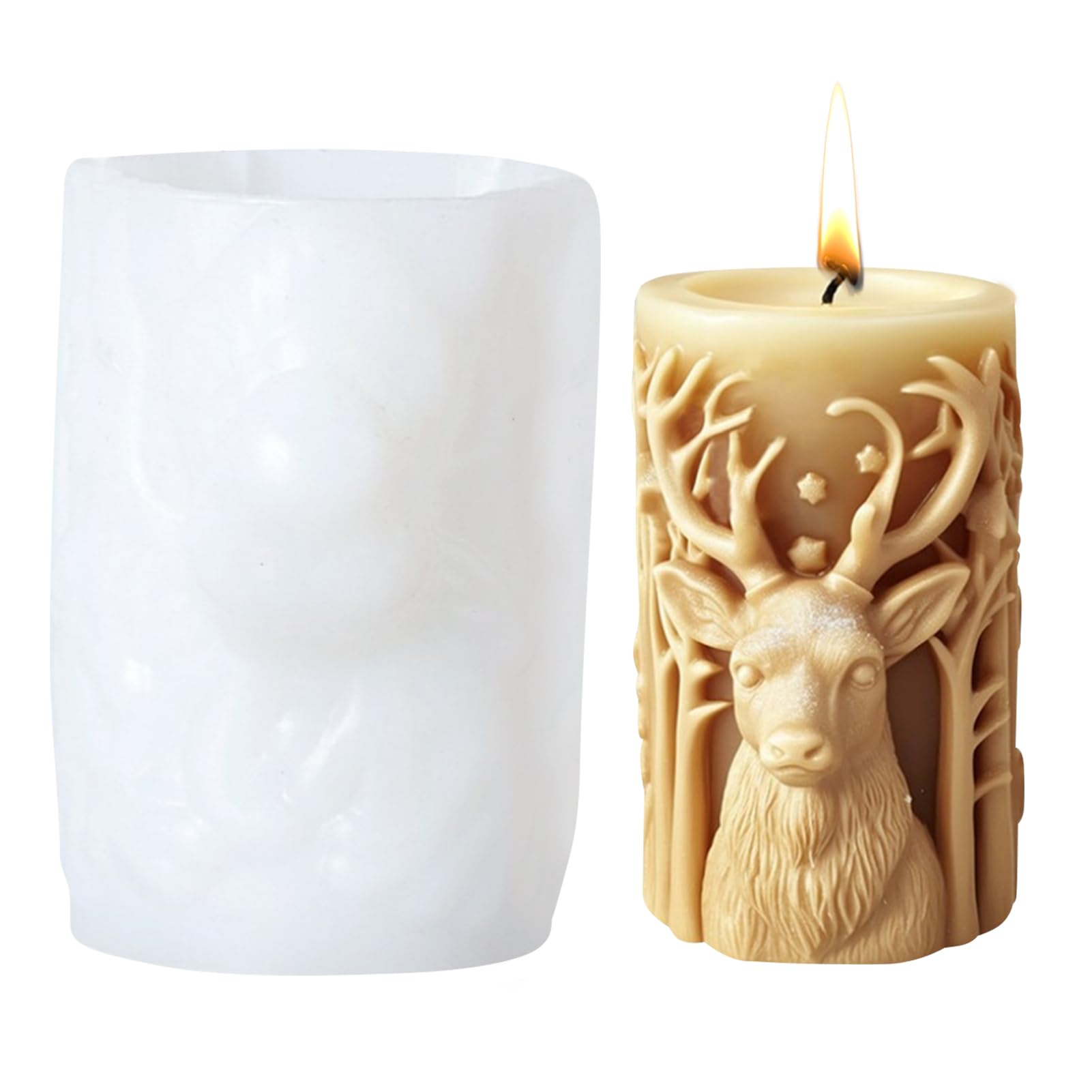 Moule à Bougie En Silicone Fait à La Main En Forme D'élan 3D, Moule En