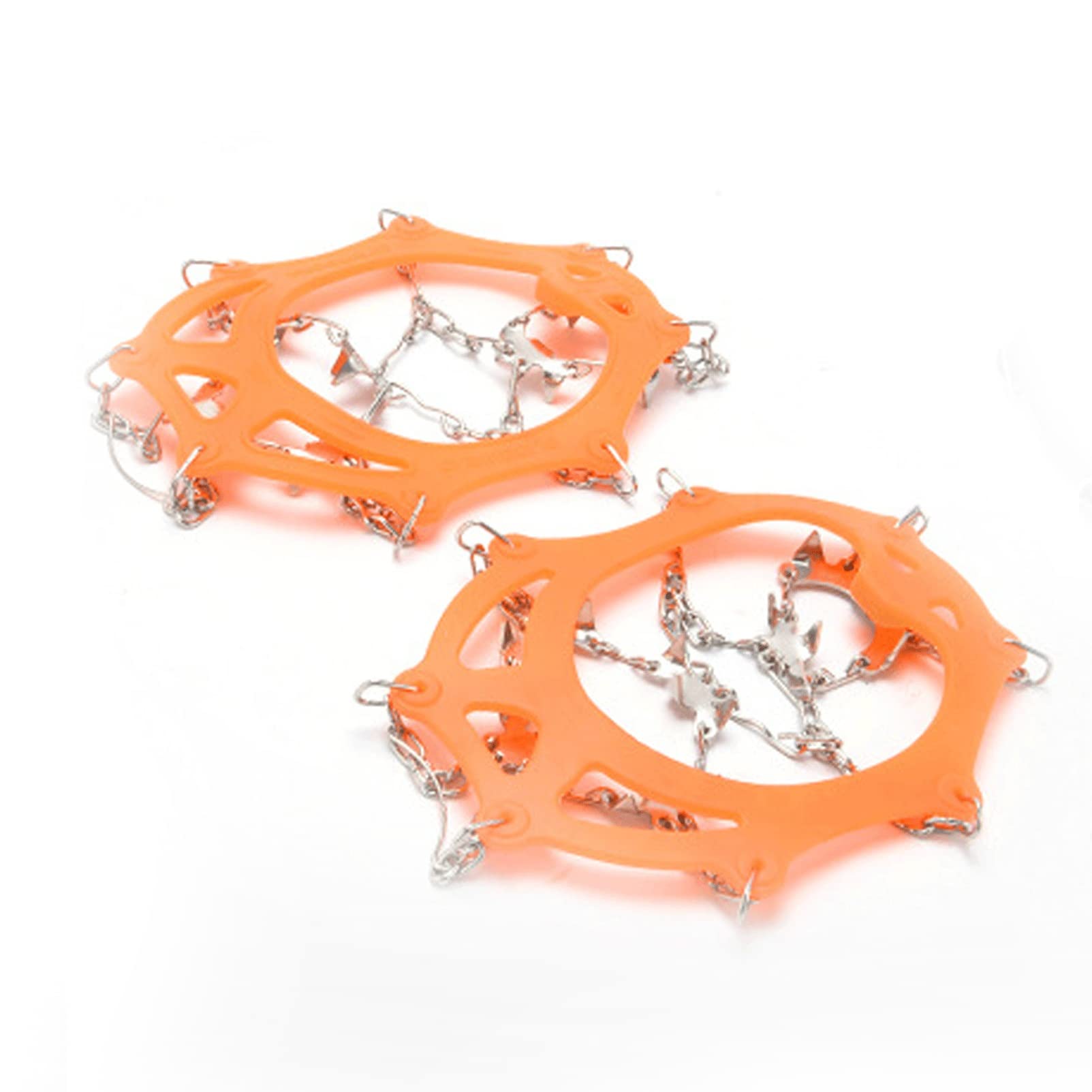 Crampons Neige avec 19 Dents Crampons Antidérapants Acier Inoxydable Véritables Pointes en Acier Inoxydable Unisexe (Couleur : Orange, Taille : M)
