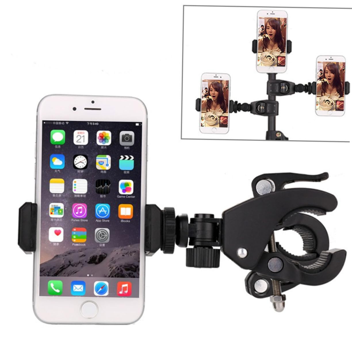 KICHOUSE Compact Lightweight Mobile Phone Clip Multi-Angle Holder for Tablets Smartphones