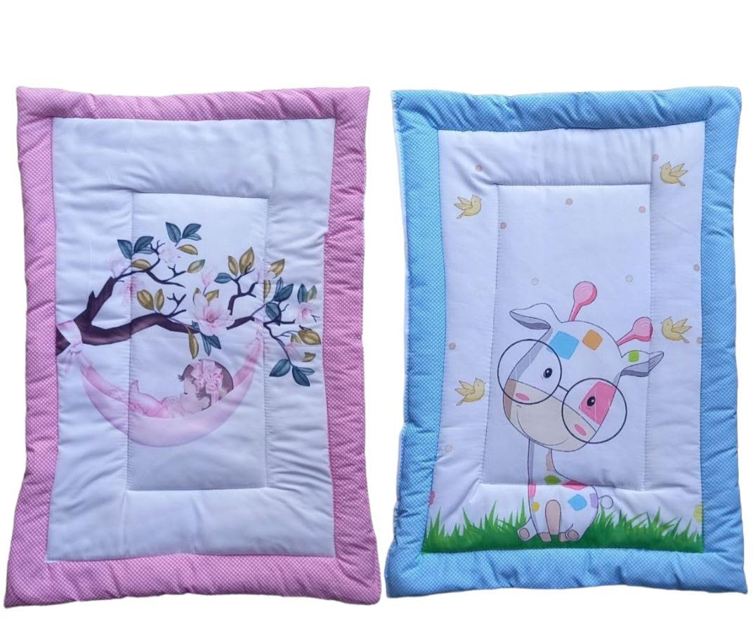 Tiny Tycoon New Born Baby Godadi Pack of 2 Combo Set - Soft Cotton Godi | Godari | Bed Mattress | Crib Sheet | Cartoon Mat | Bedding Set | Multicolor-15