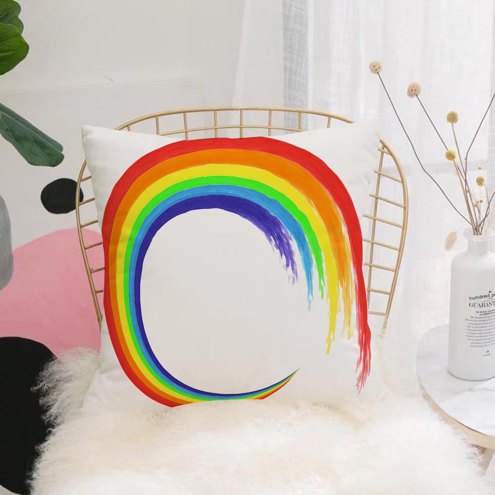HYOSXW Cushion Cover,Throw Pillow Case Home Decorative for Living Room Bedroom Sofa Chair 16X16 Inch,Rainbow, watercolor brush stroke rainbow,Pillowcase 40X40cm
