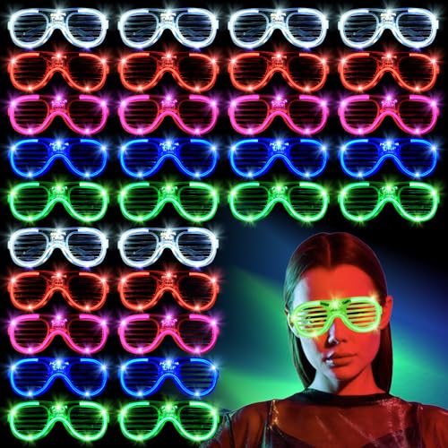 70 Packs LED Glasses 5 Neon Colors glow in the dark party supplies Favor for Kids Adult Glow sticks Light Up Glasses fit Holiday Birthday Valentine's Day and Halloween Party Supplies Cosplay Christmas