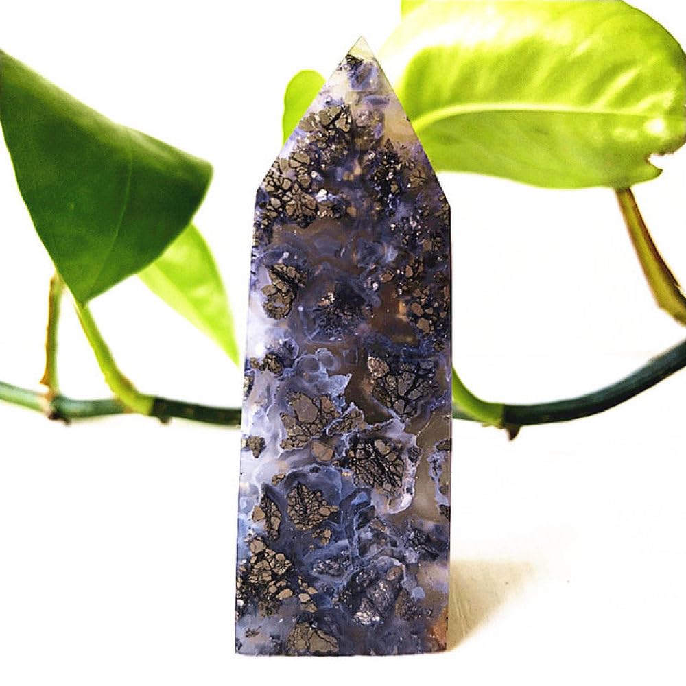 Piedra varita punto de ágata natural y pirita A80 coleccionista