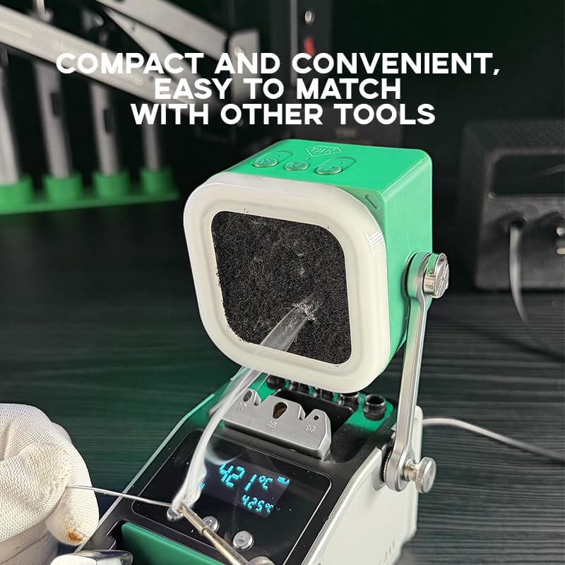 TBK F001 Mini Solder Fume Extractor, Smoke Absorber with 3-Speed 10000RPM Control and Activated Carbon Filter, Type-C Rechargeable, Portable Desktop Smoke Purifier for Soldering, DIY Repair