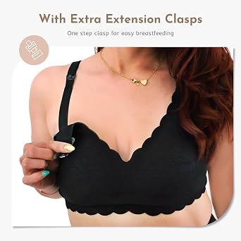 Nursing Bras for Breastfeeding Women, Seamless Ultra Soft Maternity & Nursing Bra with Removable Pads, Wireless Comfort for Pregnancy & Postpartum Nude/Black