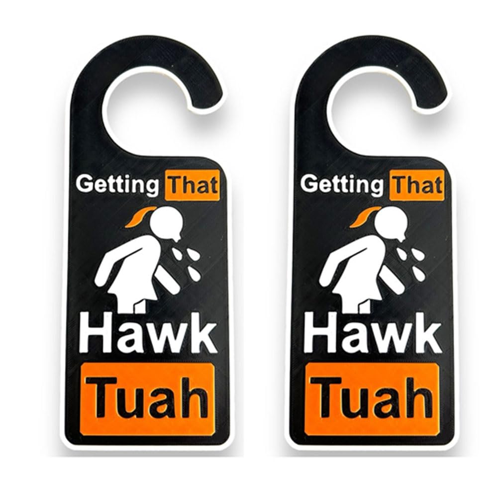 CTRLZS 2PCS Hawk Tuah Door Hanger Funny Doorknob Hanger GettingThat Hawk Tush
