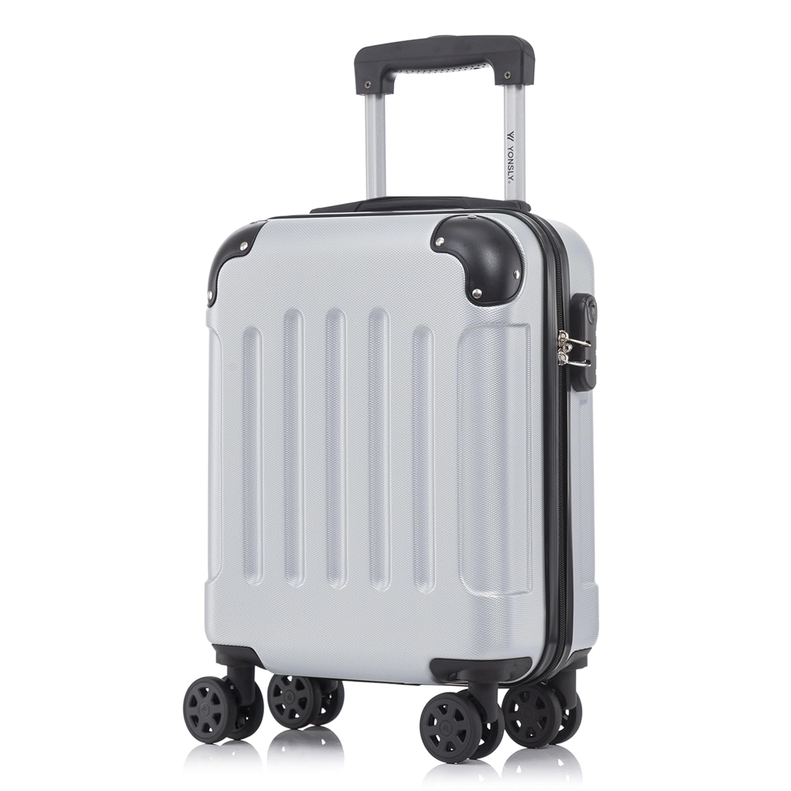 yonsly Koffer Suitcase, Trolley Reisekoffer, Rollkoffer Handgepäck mit 4 Rollen 360°, ABS Hartschalen, Sicherheitsschloss, Weicher Gummigriff, 210D-Futter
