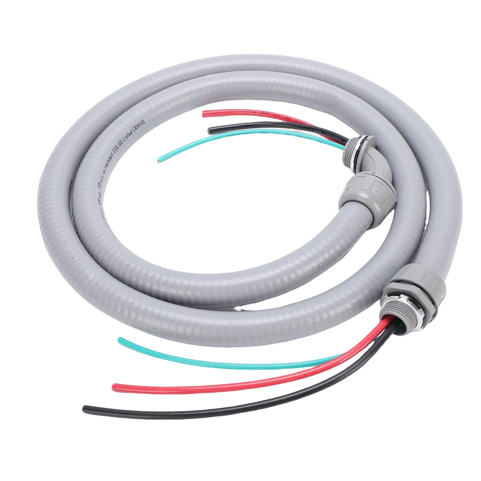 Brrnoo Conjunto de Látigo de Alimentación de Conducto Eléctrico Flexible, Hermético a Líquidos, No Metálico, de 3/4 pulg. X 6 Pies, con Cables Previamente Pelados y Tres Conductores