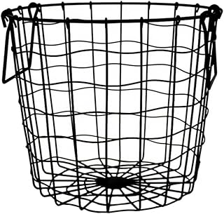 Cabilock Vintage Metal Laundry Basket Iron Storage Bin Country Basket Hamper Clothes Toy Organizer Rustic Farmhouse Decor