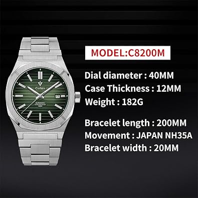 CADISEN Design Men Watches Mechanical Automatic Watch 100M Waterproof Brand Luxury Wristwatch