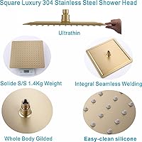 Vista 5 de Brushed Gold Shower System, Wall Mounted Shower Faucet Set with 12-Inch Rain Shower Head and Handheld Shower Spray, High Pressure Shower Combo Set