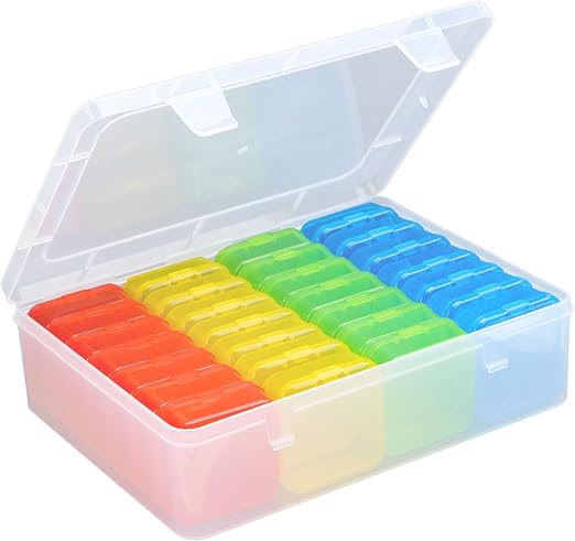 Mathtoxyz 31-Piece Bead Organizer Box Set - Colorful Clear Plastic Containers For Jewelry & Crafts