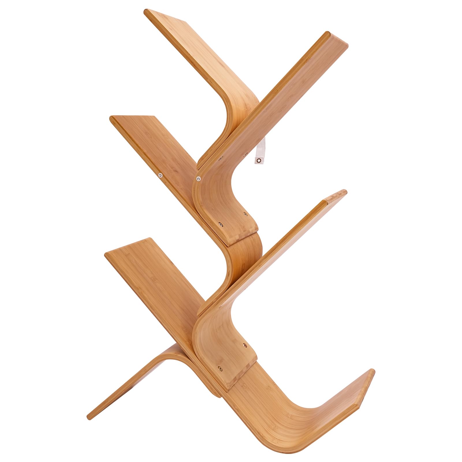 Librería de 5 pisos, estantería moderna de bambú, diseño de árbol, estantería para salón, dormitorio, oficina, estantería abierta, aspecto de madera natural, 91 cm de alto