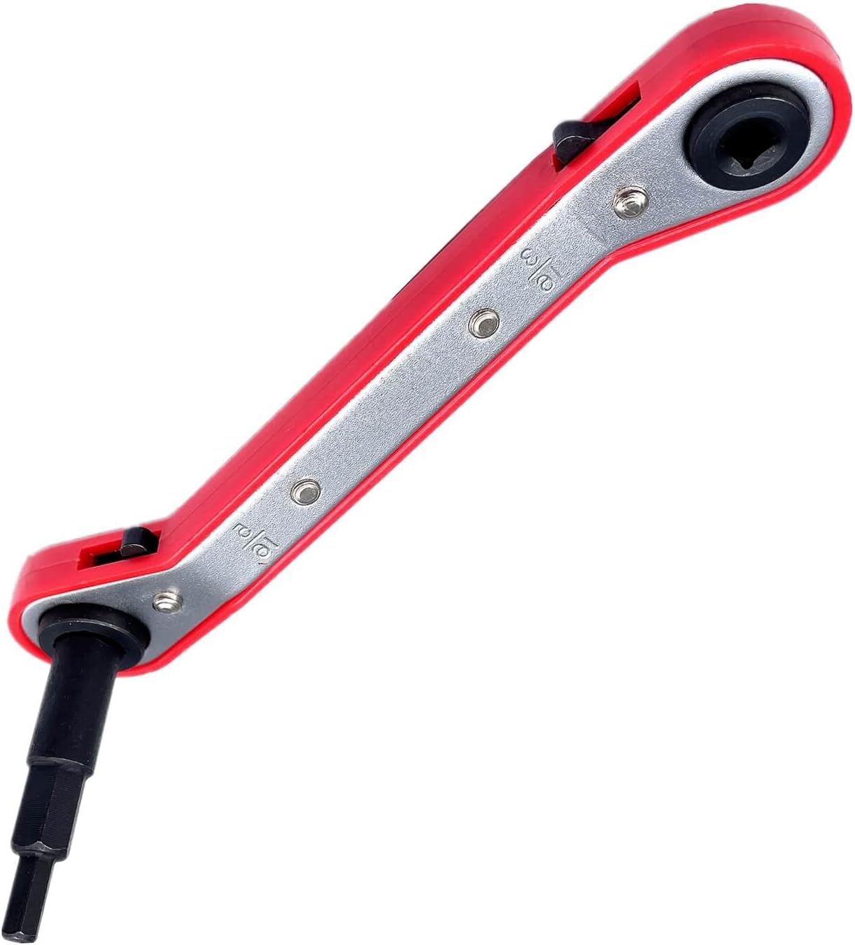 HVAC Service Wrench Set, Air Conditioner Valve Curved Ratchet Wrench (1/4", 3/8", 3/16", 5/16"), with Hexagon Bit Adapter Tool Kit for Refrigeration Equipment and Repair