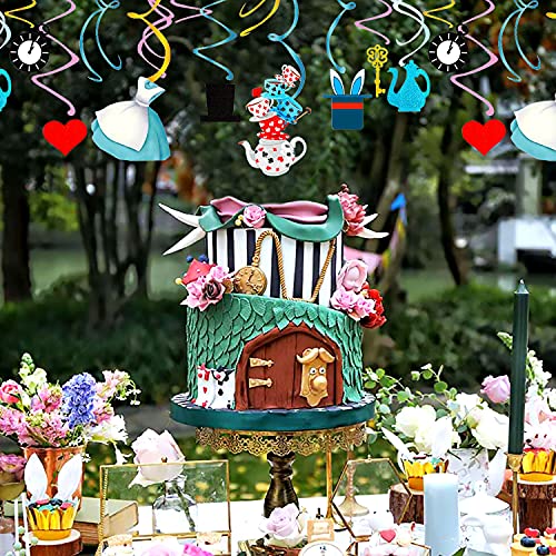 Laventy 16 Pcs Alice Hanging Swirl Decorations Alice Party Decoration Alice Banner Alice Party Supplies Tea Party Hanging Swirl Decorations #TOP4