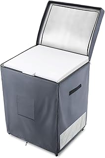 UTTASU Funda para congelador de pecho para exteriores, tela Oxford 210D, impermeable, apertura, agujeros de ventilación, gris, negro, 22 x 25 x 33.5 pulgadas (71.12 x 58.42 x 86.36 cm, gris)