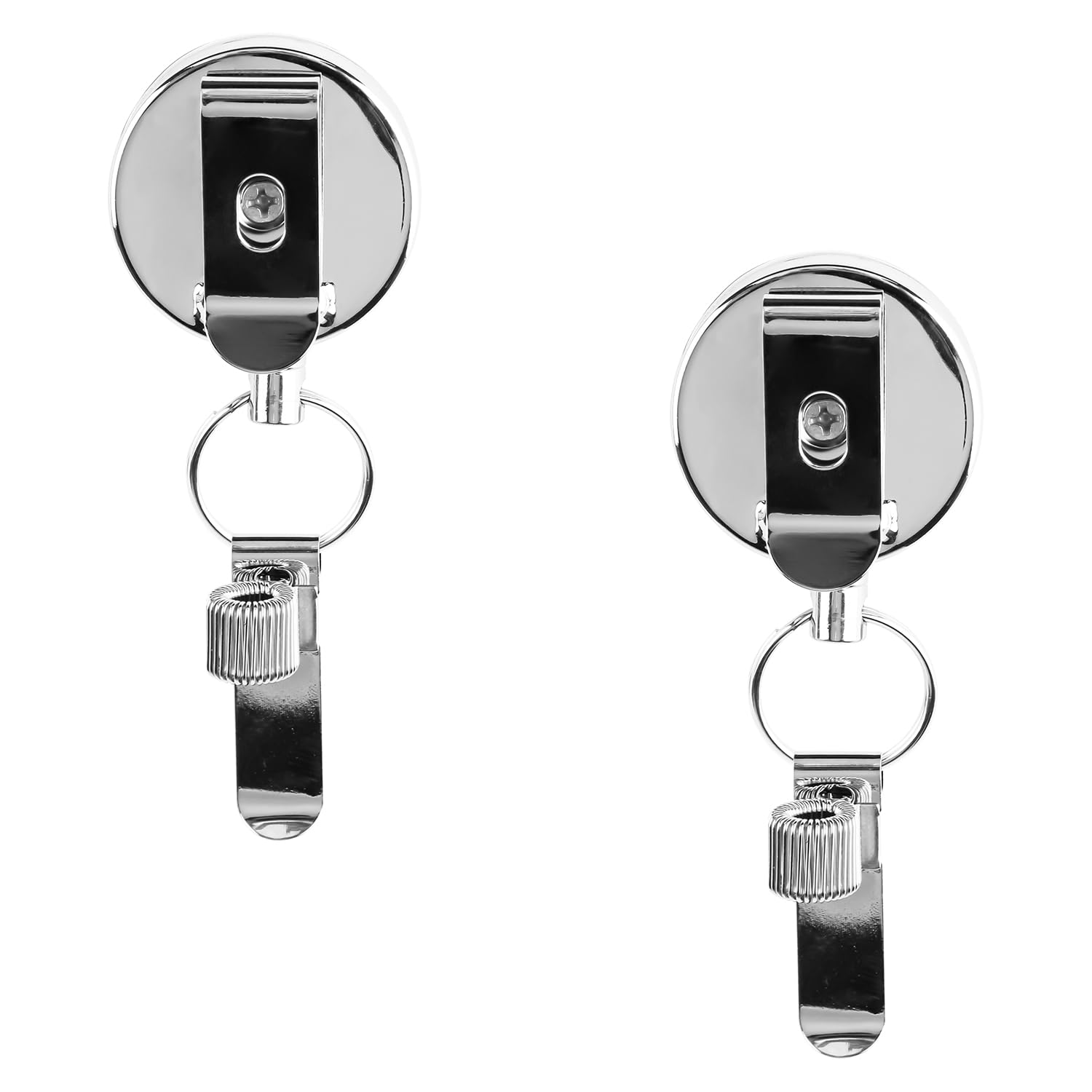 Bojueshaw 2pcs Pull Pen Pencil Holder,Heavy Duty Universal Retractable Pen Holder,Badge Reel Clip for Keys,ID Cards