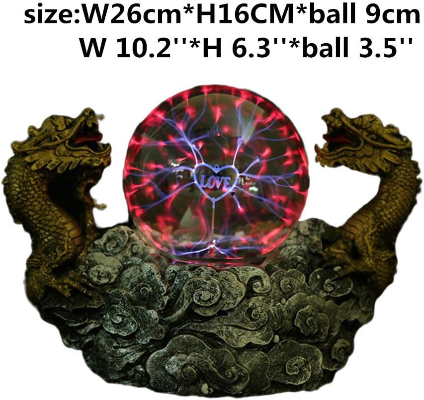 Resin Creative Skull Head Glass Lightning Plasma Ball Touch Sensitive Night Light Lamp Novelty Toy for Parties,Kids,Bedroom,Home,and Gifts (A)