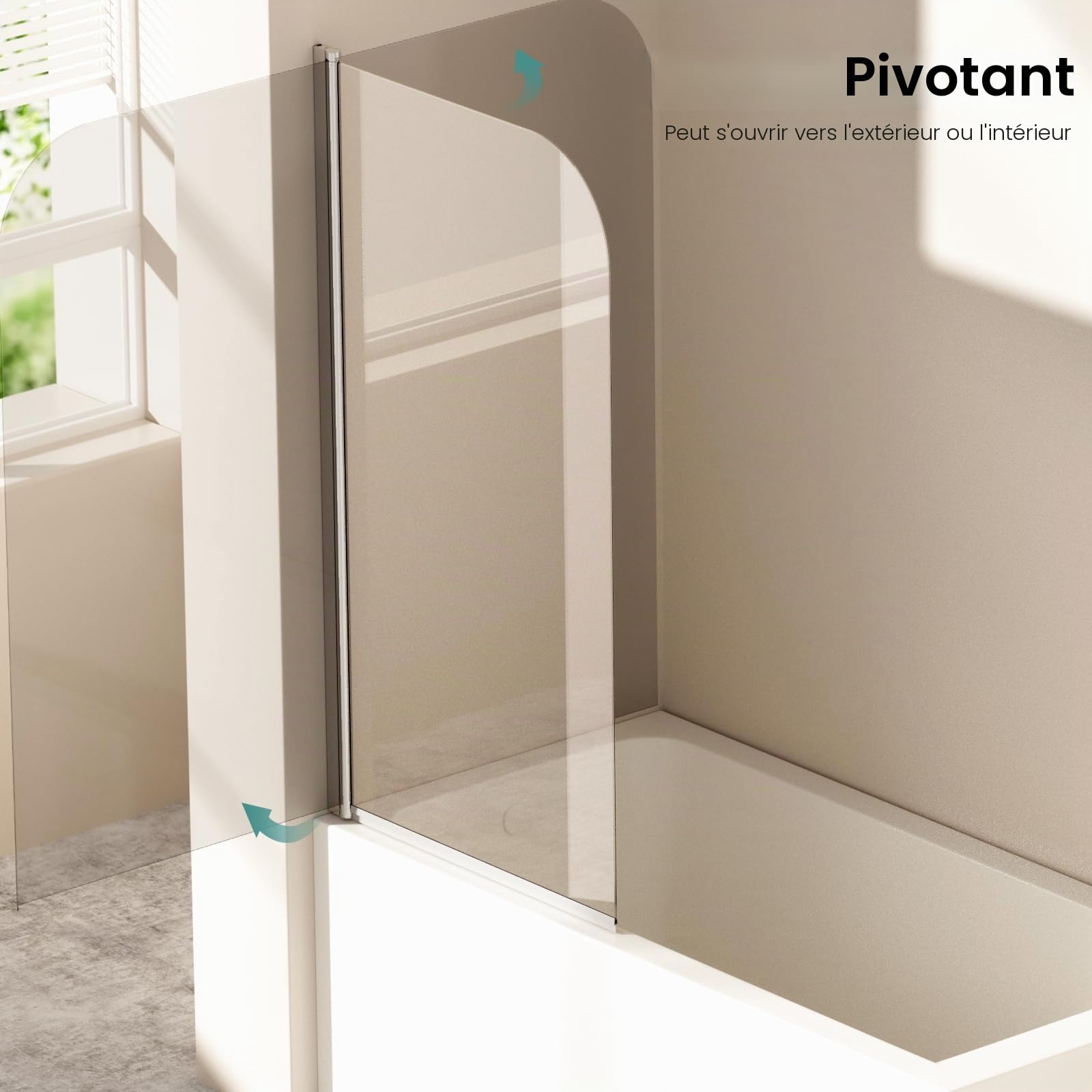 EMKE Paroi de douche pour baignoire 70 x 140 cm - Pliable - Pour baignoire, paroi de douche pliable - Verre de sécurité 6 mm