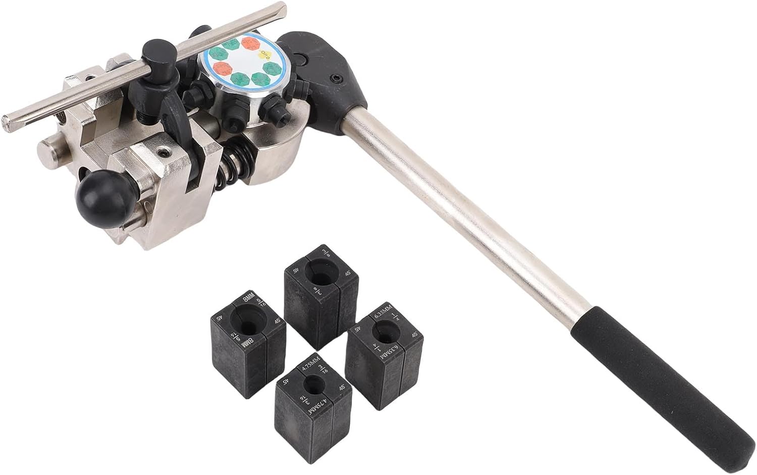 Fabater Brake Line Flaring Tool Kit, Rotating Tower Design Modular Dies 45° Single Bubble Double Flares Brake Tube Flaring Tool, Line Repair Tools with Fits 3 16 1 4 5 16 3 8 Steel