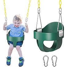 DECORLIFE Toddler Swing, Baby Swing Outdoor &ndash;High Back Full Bucket Swing Set, 330lb Capacity, Safety Design, Plastic-Coated Chains and Quick-Snap Carabiners for Backyard, Playground