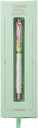 Miniatura 4 de Heartfelt Bolígrafo de escritura de gel para mujer, metal dorado rosa con cristal de mar liso en colores pastel, diseño de acuarela, frase