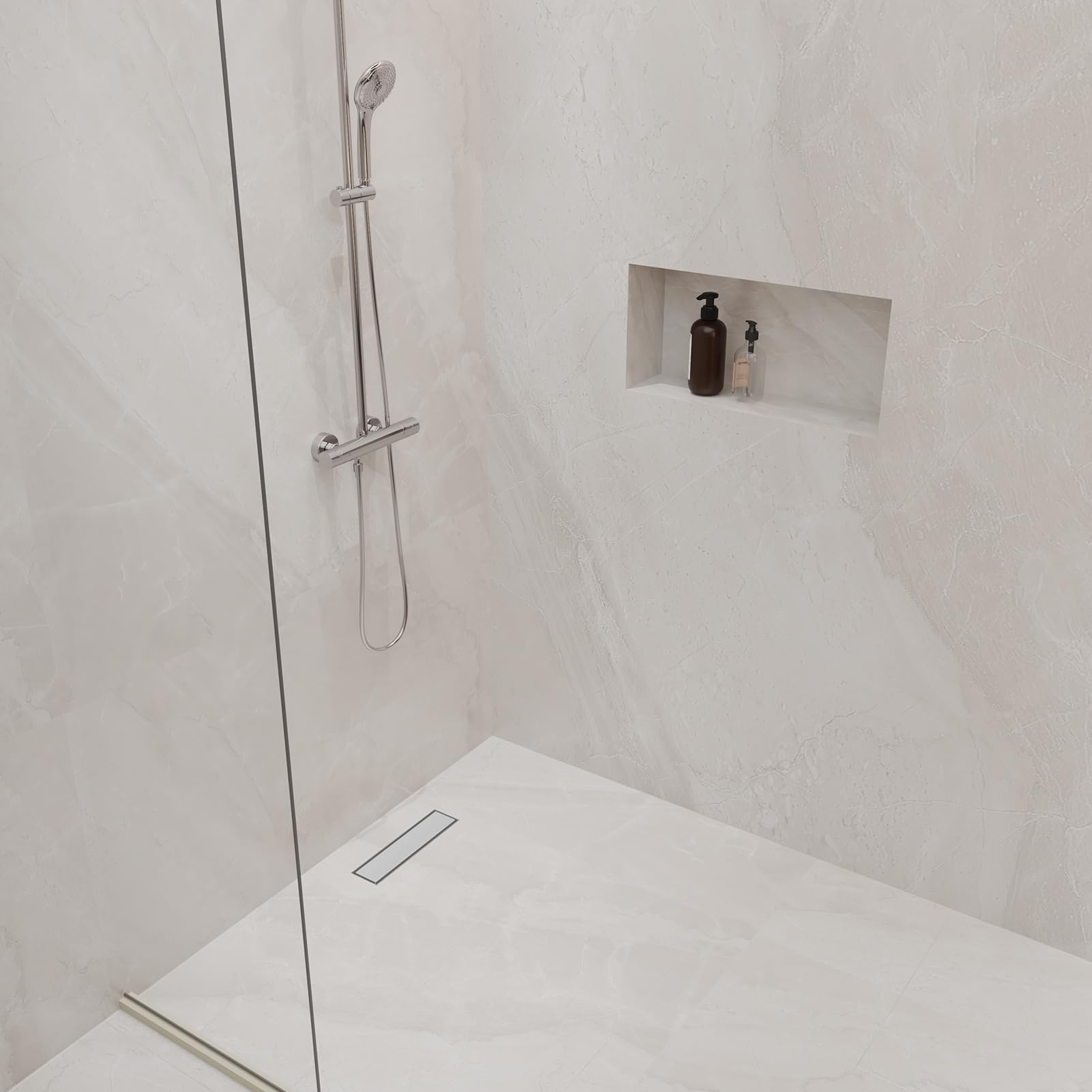 Drenaje lineal de ducha | Desagüe de ducha de acero inoxidable SUS 304 de 12 pulgadas | Drenaje lineal con panel de inserción de azulejos 2 en 1 y pies ajustables | Drenaje de suelo en cocina