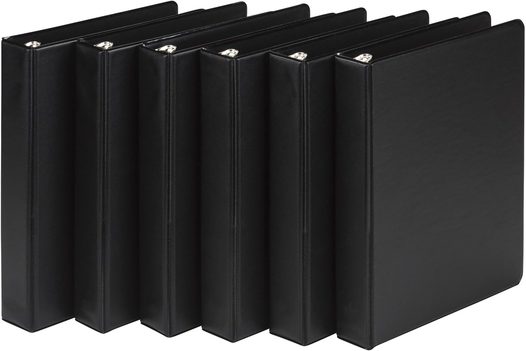 Samsill Economy 3 Ring Mini Binder, 1-Inch Round Ring Binder, Holds 100 Sheets, Black, 6 Pack (MP32300)