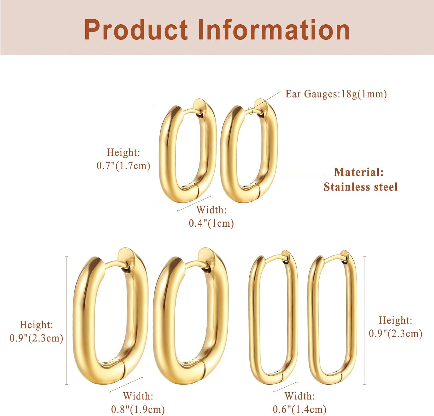NMQLX Women's Gold Hoop Earrings: 3 Pairs Gold Plated Lightweight Earrings Set for Women - Image 4