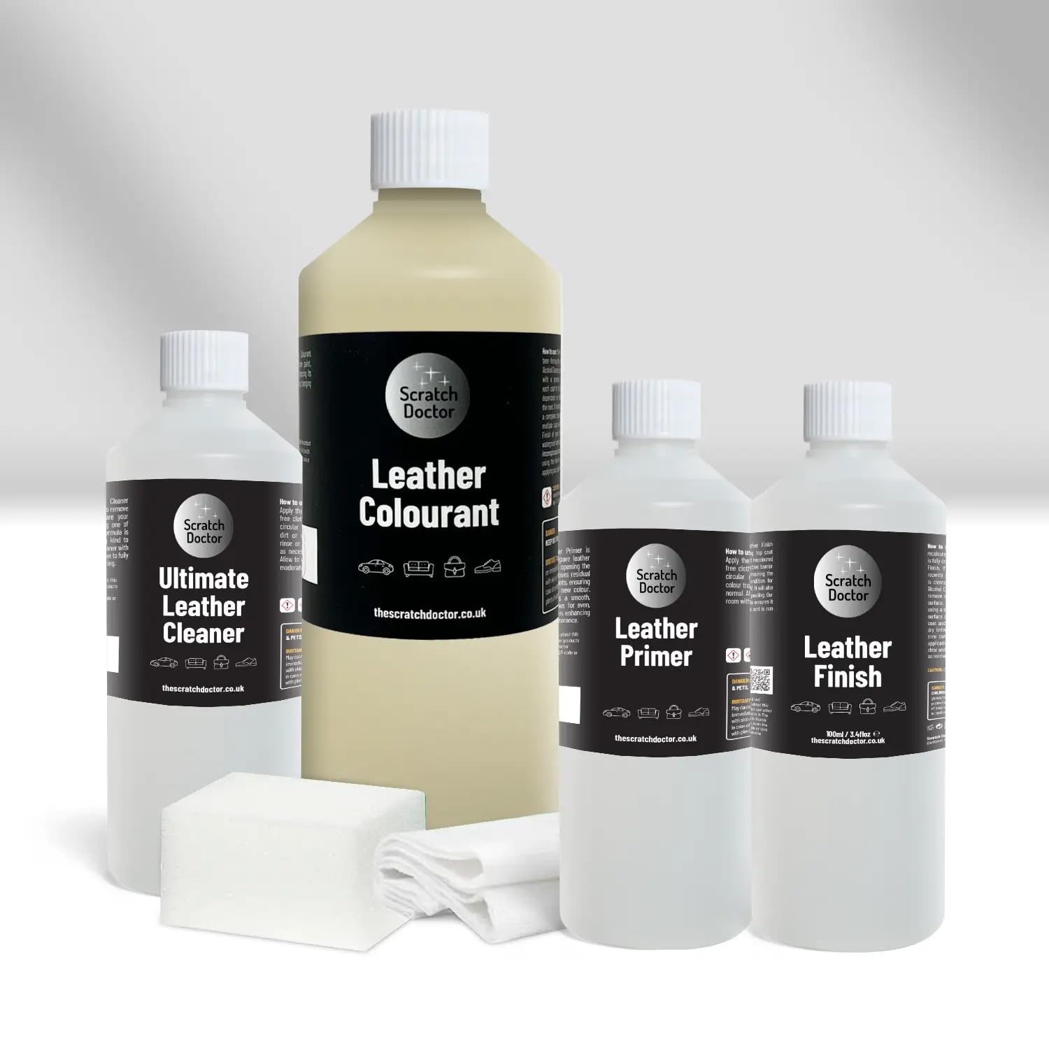 The Scratch Doctor Leather Recolouring Kit for Furniture & Car Seats | Clean, Dye & Protect | Includes Cleaner, Primer, Dye & Sealant (Dark Grey, 1000ml) — view 36