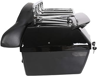 ECOTRIC 50L Universal Motorcycle Trunk W/Taillight & Backrest Luggage Rack Compatible with Harley Honda Yamaha Cruiser Road King Steet Road Glide Fatboy Softail Luggage trunk Tail Box Top Case