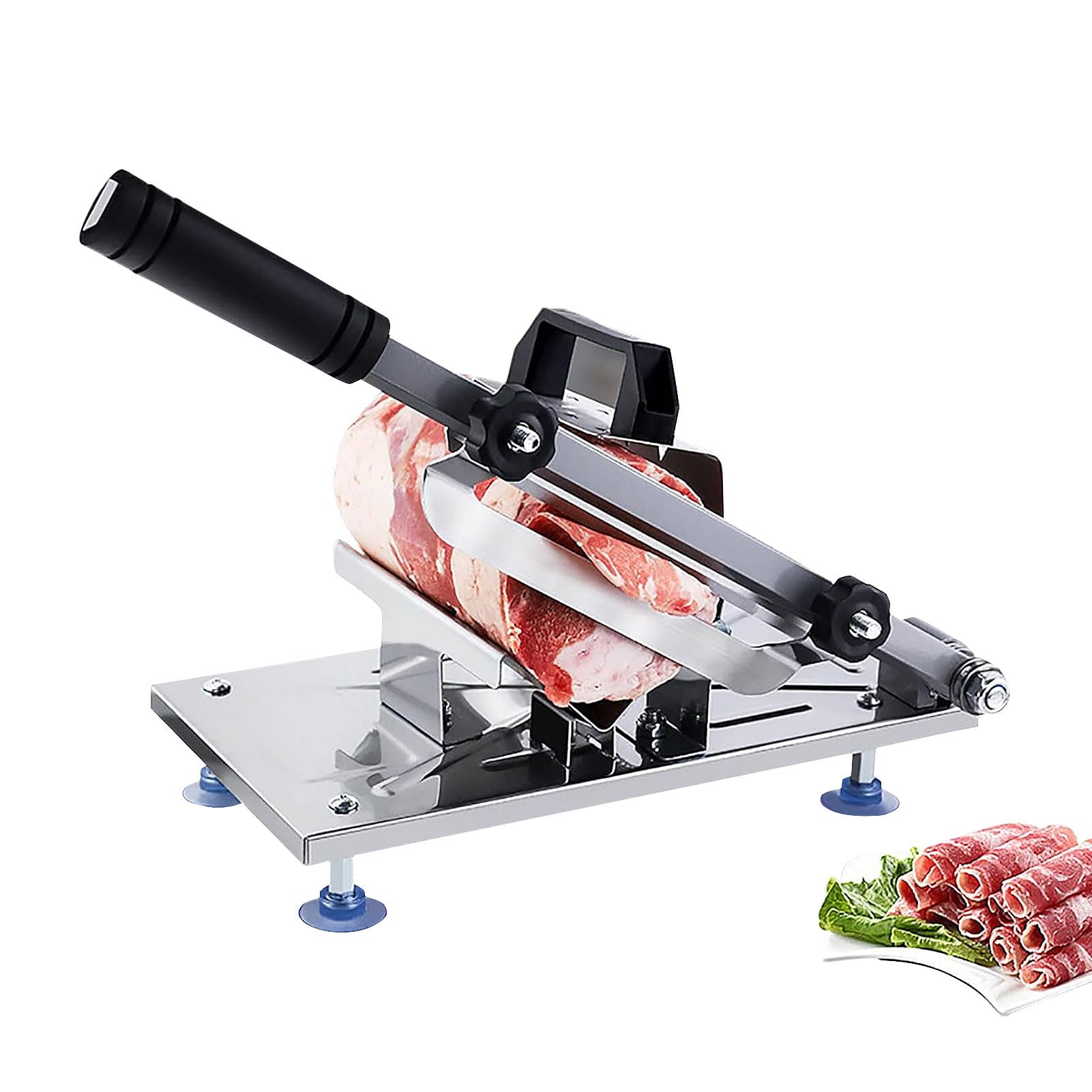 Manual Frozen Meat Slicer, Stainless Steel Frozen Meat Cutter Frozen Meat Slicing Machine Beef Mutton Roll Cutting Machine for Home Kitchen