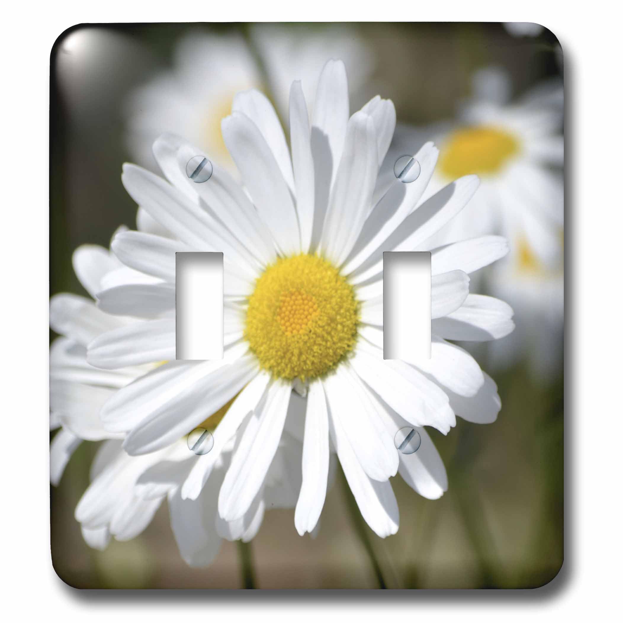 Double interrupteur à baïonnette blanc imprimé fleur marguerite décoration murale