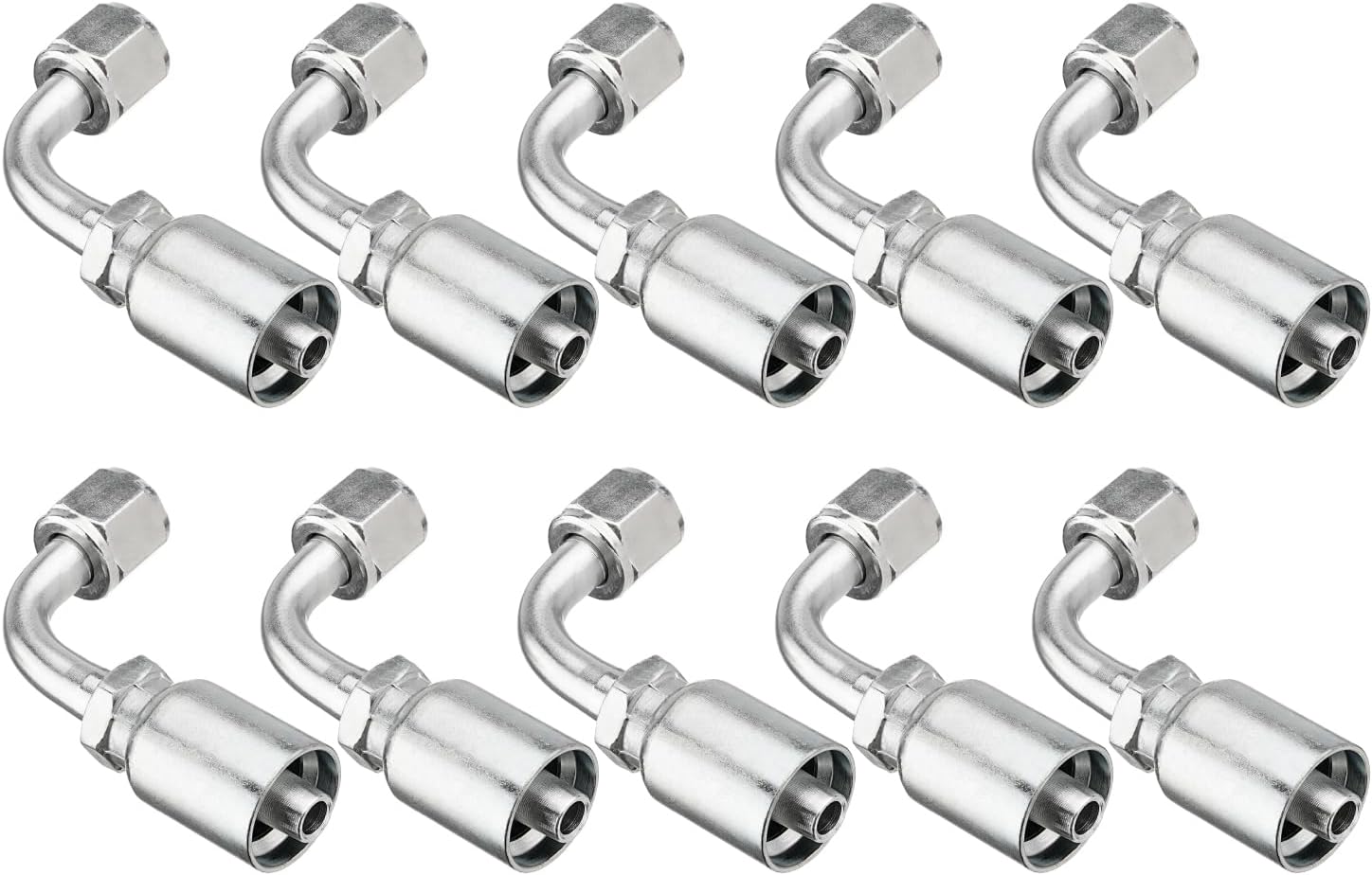 10 PCS 90° Hydraulic Hose Fittings, for 3/8" Hose x 3/8" JIC 37° Female 90° Hydraulic Hose End Elbow Crimp Fitting
