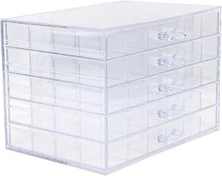 HEALLILY 120 Grid Organizer Box Plastic Storage Container for Jewelry Craft DIY Bead Sewing Dip Powder and Hair Accessories (Transparent