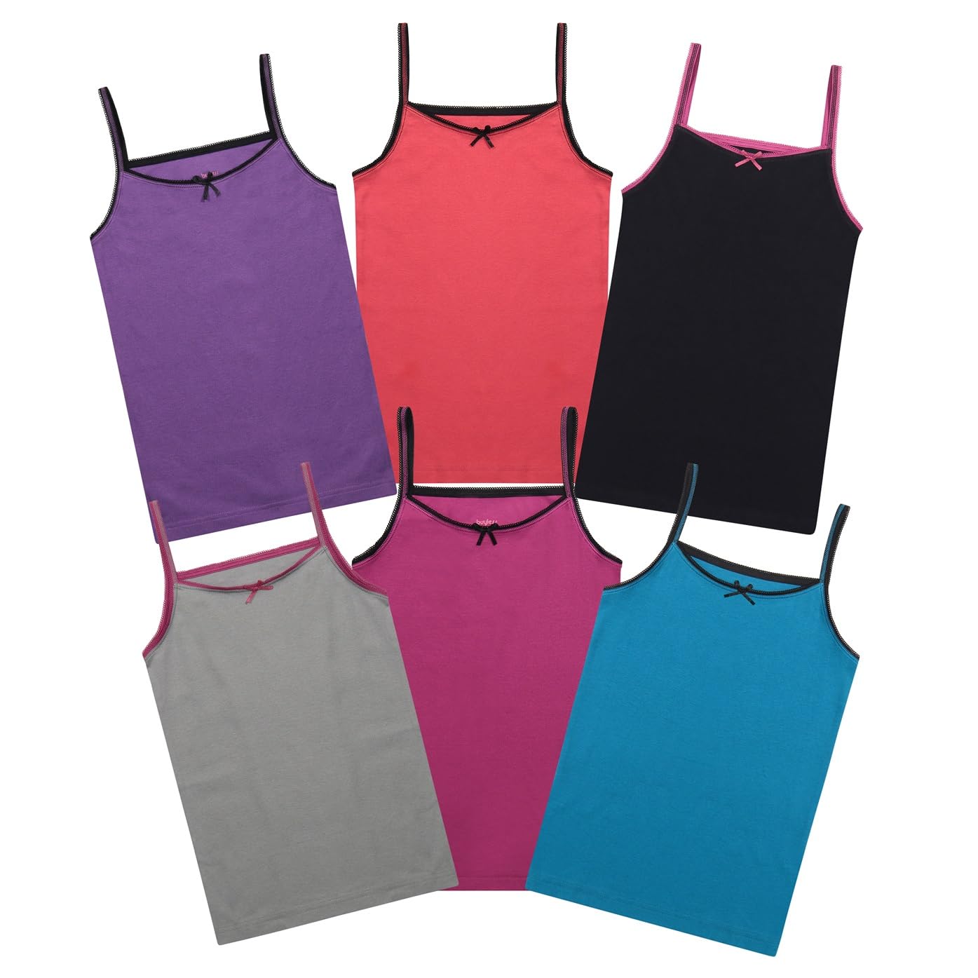 Buyless Fashion Camiseta de algodón sin Mangas con Estampado para Niñas (Pack 6)