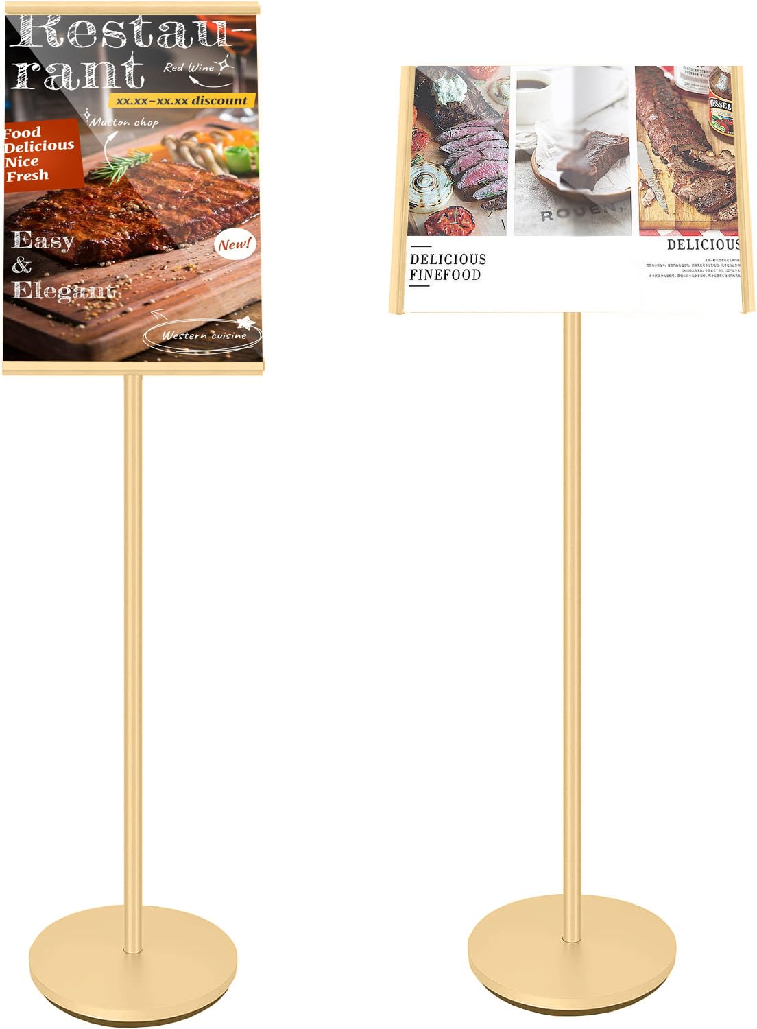 A3 - Espositore per manifesti, Supporto regolabile per poster formato, Cartello da pavimento, Formato A3 (oro)