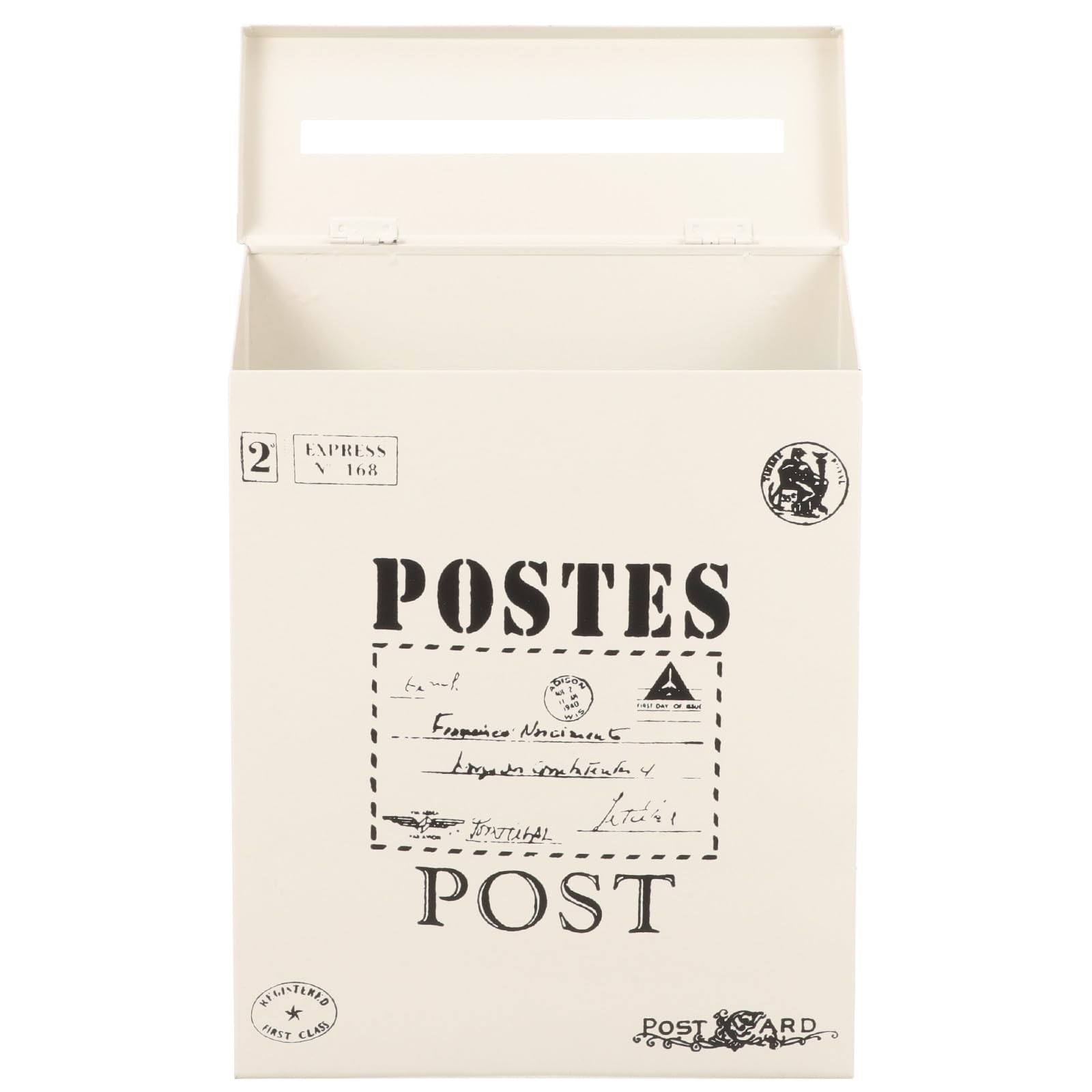 Boîte aux lettres style américain en fer beige pour entrée de maison extérieure