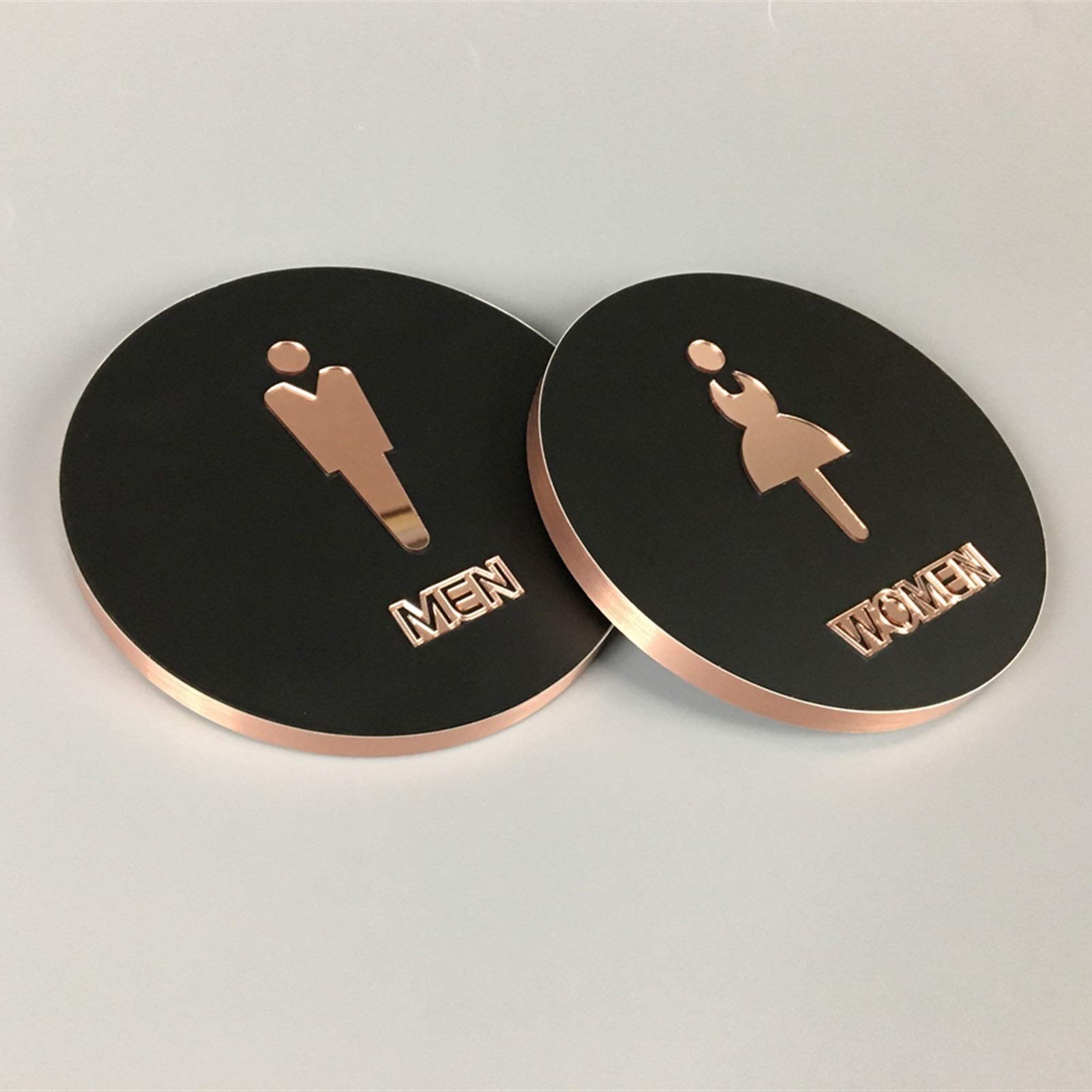 Letrero para Inodoro para Hombres y Mujeres, letreros para baño, diámetro de 16 cm, círculo Que se adhiere a la Puerta de Pared de Vidrio (accesible 16 cm) (Mujeres 16 cm) (Mujeres 16 cm)