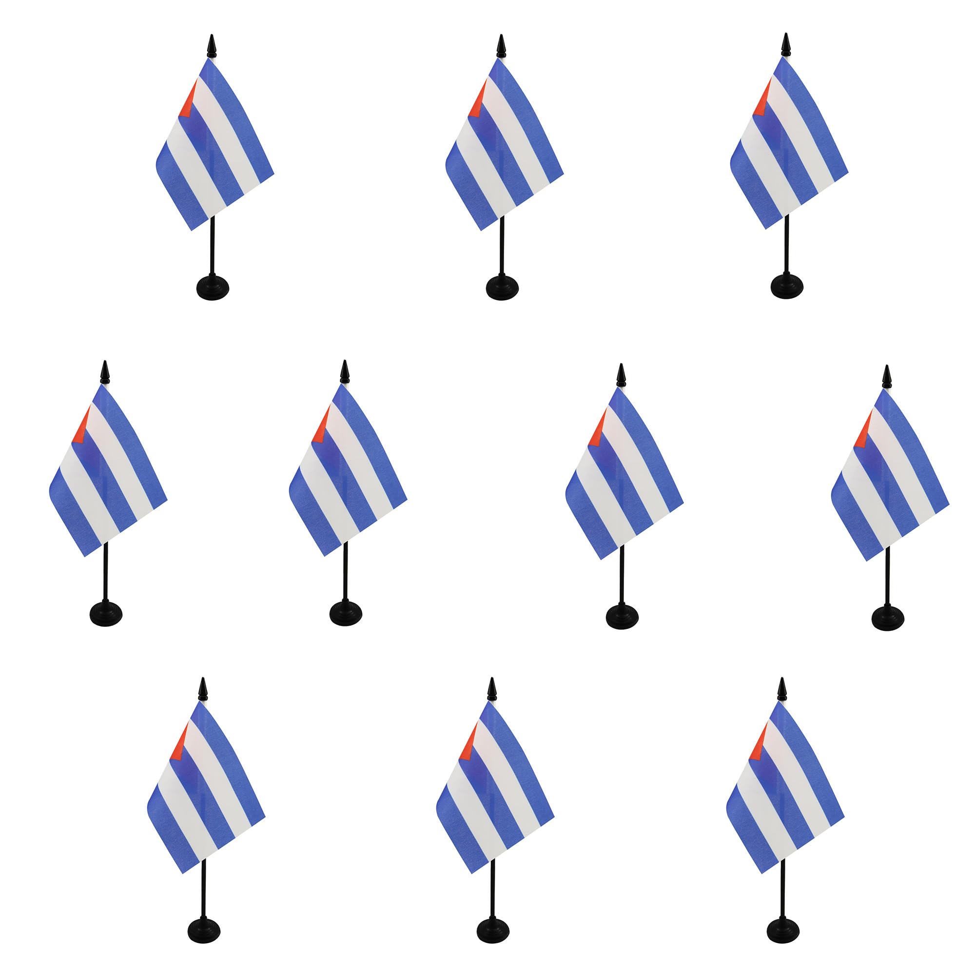 AZ FLAG - Set of 10 Cuba Table Flag 4'' x 6'' - 10 Small Cuban Office Flags 100% Polyester 15 x 10 cm - Mini Desk Flag with 10'' Pole and Black Plastic Base