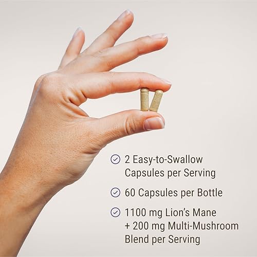 Miniatura 3 de Live Conscious Cápsulas de suplemento de hongos de melena de león para apoyo cerebral con melena de león, corderos, reishi y hongos de cola de pavo