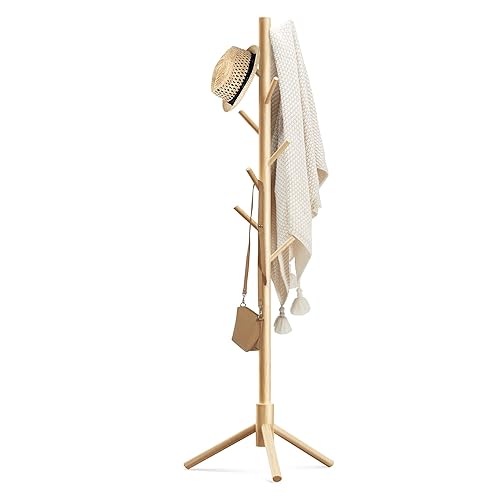 Haddockway Wooden Coat Rack Stand with 8 Hooks New Zealand